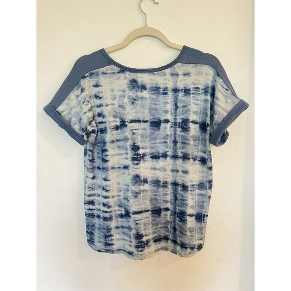 Lucky Brand Womens T-Shirt Blue Tie Dye Scoop Neck Short Sleeve Pullover - Picture 6 of 6